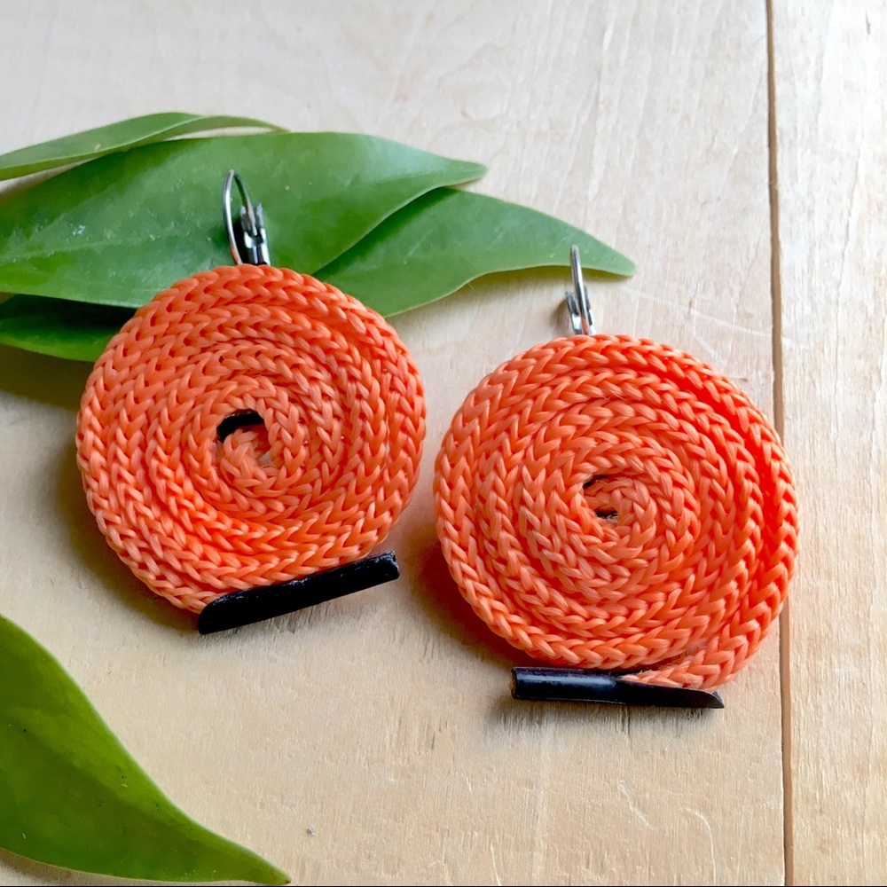 Orange Swirl Pendant Drop Earrings